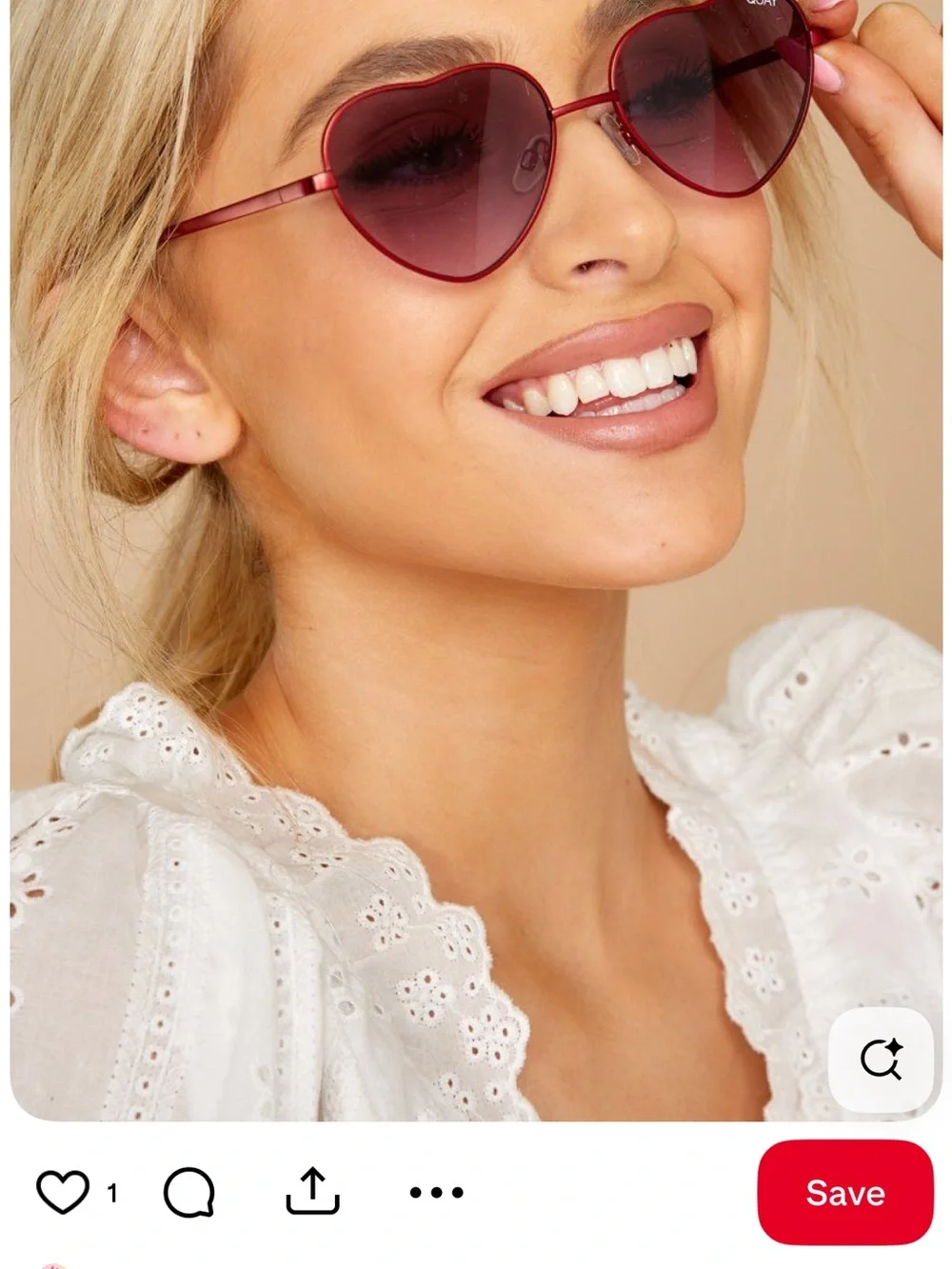 Quay Australia Red Heart Frame Sunglasses with Purple Lenses